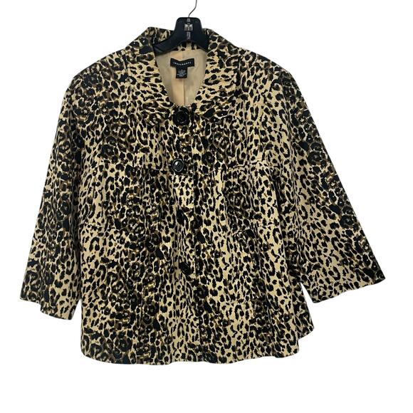 Ingredients Animal Print Button Front Jacket Brown Black Womens Plus Size 1X - Picture 1 of 4